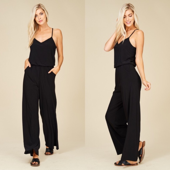 Glamvault Pants - LAST! V-Neck Wide Leg Jumpsuit